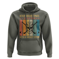 Retro Ice Hockey Player Hoodie Funny Never Underestimate An Old Man - Wonder Print Shop