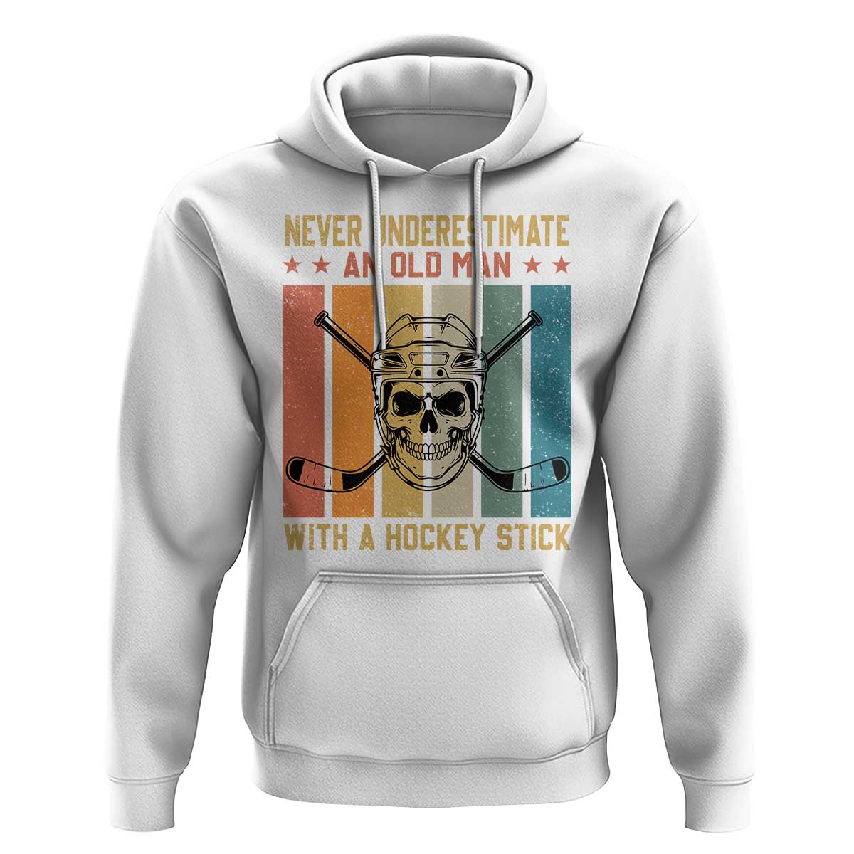 Retro Ice Hockey Player Hoodie Funny Never Underestimate An Old Man - Wonder Print Shop