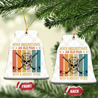 Retro Ice Hockey Player Ceramic Ornament Funny Never Underestimate An Old Man - Wonder Print Shop