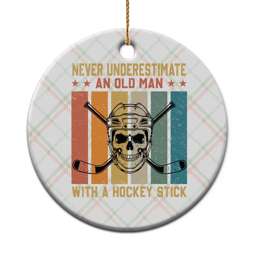 Retro Ice Hockey Player Ceramic Ornament Funny Never Underestimate An Old Man - Wonder Print Shop
