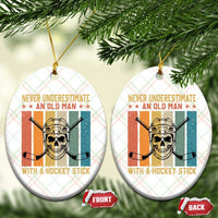 Retro Ice Hockey Player Ceramic Ornament Funny Never Underestimate An Old Man - Wonder Print Shop