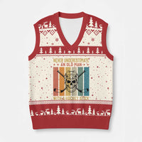 Retro Ice Hockey Player V-Neck Knit Sweater Vest Funny Never Underestimate An Old Man - Wonder Print Shop