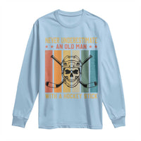 Retro Ice Hockey Player Long Sleeve Shirt Funny Never Underestimate An Old Man - Wonder Print Shop