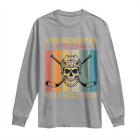 Retro Ice Hockey Player Long Sleeve Shirt Funny Never Underestimate An Old Man - Wonder Print Shop