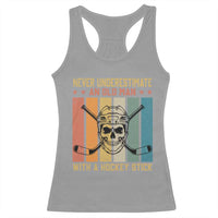 Retro Ice Hockey Player Racerback Tank Top Funny Never Underestimate An Old Man - Wonder Print Shop