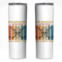 Retro Ice Hockey Player Skinny Tumbler Funny Never Underestimate An Old Man - Wonder Print Shop