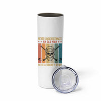 Retro Ice Hockey Player Skinny Tumbler Funny Never Underestimate An Old Man - Wonder Print Shop