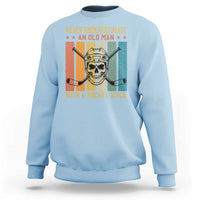 Retro Ice Hockey Player Sweatshirt Funny Never Underestimate An Old Man - Wonder Print Shop