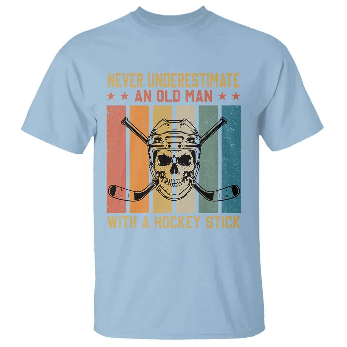 Retro Ice Hockey Player T Shirt Funny Never Underestimate An Old Man - Wonder Print Shop