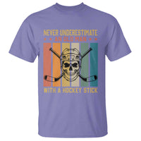 Retro Ice Hockey Player T Shirt Funny Never Underestimate An Old Man - Wonder Print Shop