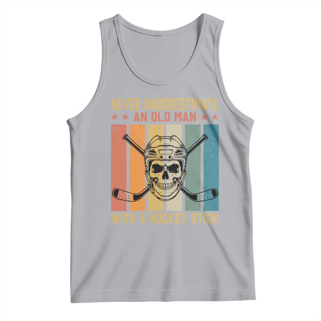 Retro Ice Hockey Player Tank Top Funny Never Underestimate An Old Man - Wonder Print Shop