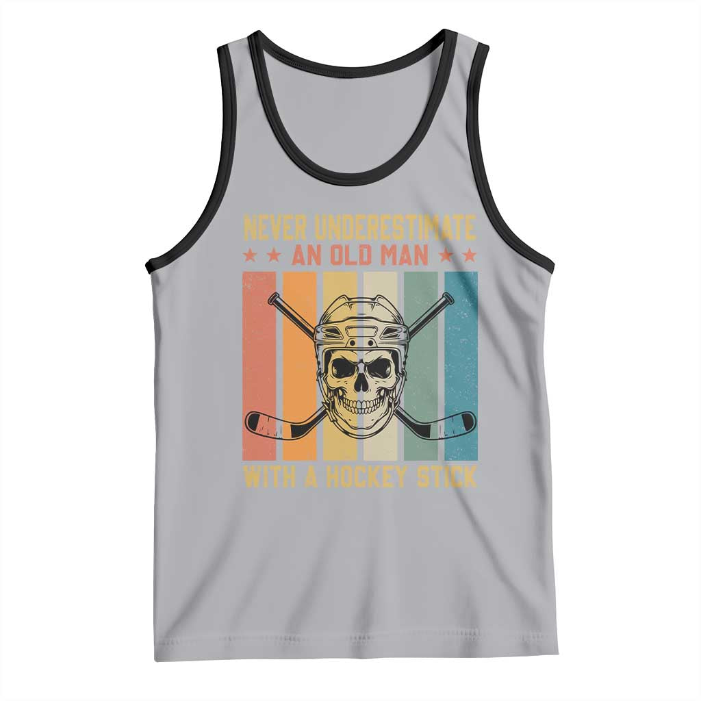 Retro Ice Hockey Player Tank Top Funny Never Underestimate An Old Man - Wonder Print Shop