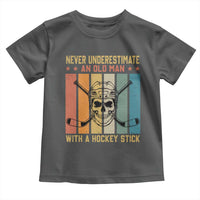 Retro Ice Hockey Player Toddler T Shirt Funny Never Underestimate An Old Man - Wonder Print Shop