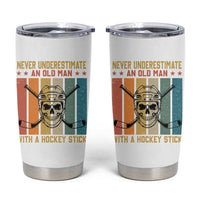 Retro Ice Hockey Player Tumbler Cup Funny Never Underestimate An Old Man - Wonder Print Shop