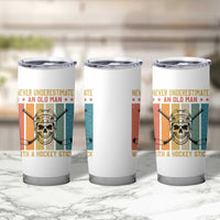 Retro Ice Hockey Player Tumbler Cup Funny Never Underestimate An Old Man - Wonder Print Shop