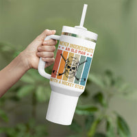 Retro Ice Hockey Player Tumbler With Handle Funny Never Underestimate An Old Man - Wonder Print Shop