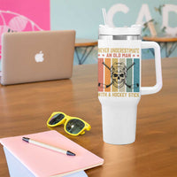 Retro Ice Hockey Player Tumbler With Handle Funny Never Underestimate An Old Man - Wonder Print Shop