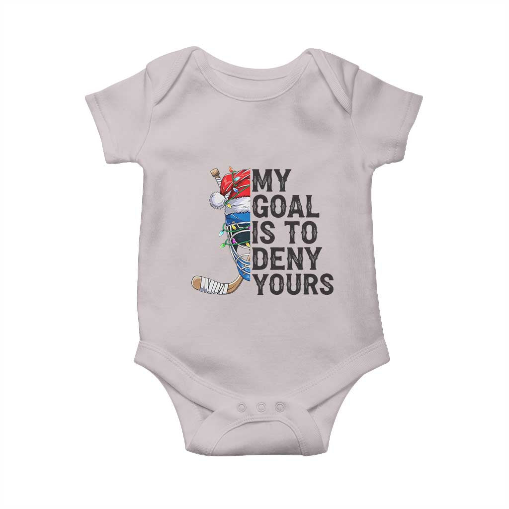 My Goal Is To Deny Yours Baby Onesie Ice Hockey Helmet Christmas Gift - Wonder Print Shop