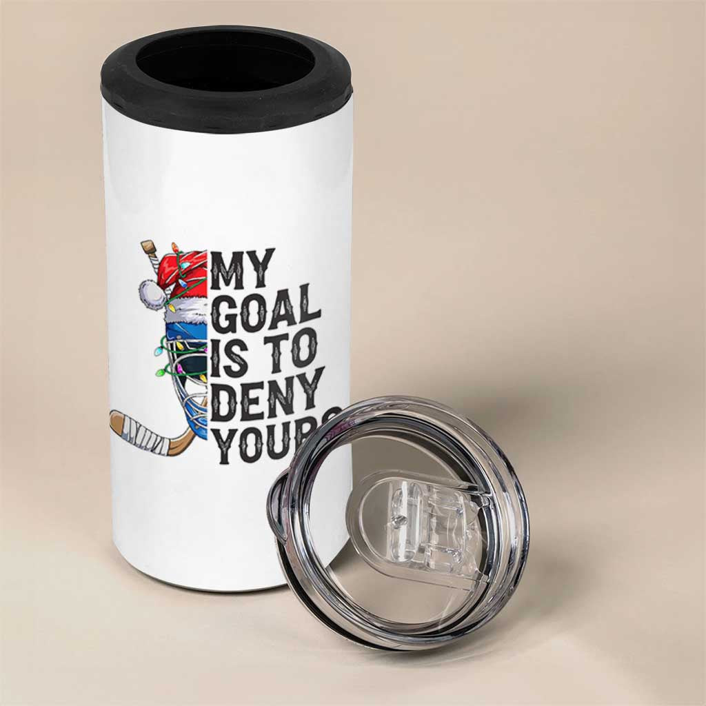 My Goal Is To Deny Yours 4 in 1 Can Cooler Tumbler Ice Hockey Helmet Christmas Gift - Wonder Print Shop