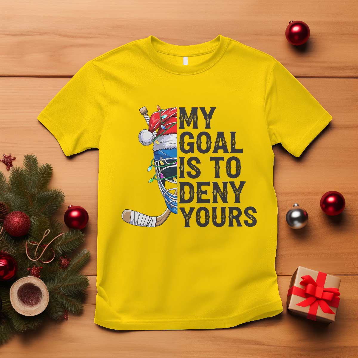 My Goal Is To Deny Yours T Shirt Ice Hockey Helmet Christmas Gift - Wonder Print Shop