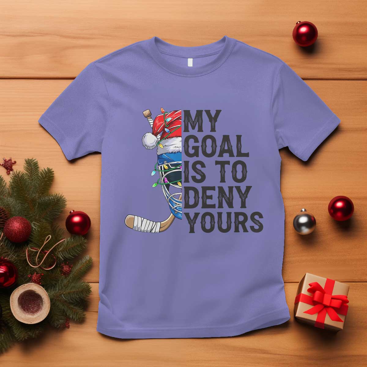 My Goal Is To Deny Yours T Shirt Ice Hockey Helmet Christmas Gift - Wonder Print Shop
