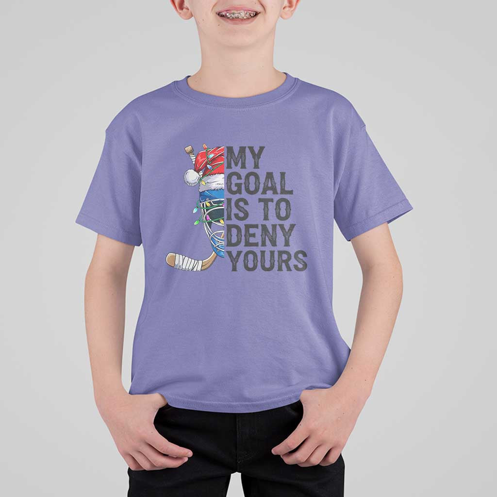 My Goal Is To Deny Yours T Shirt For Kid Ice Hockey Helmet Christmas Gift - Wonder Print Shop