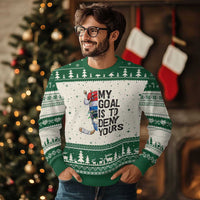 My Goal Is To Deny Yours Ugly Christmas Sweater Ice Hockey Helmet Xmas Gift - Wonder Print Shop