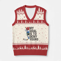 My Goal Is To Deny Yours V-Neck Knit Sweater Vest Ice Hockey Helmet Xmas Gift - Wonder Print Shop
