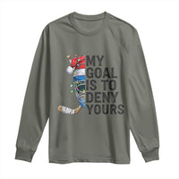 My Goal Is To Deny Yours Long Sleeve Shirt Ice Hockey Helmet Christmas Gift - Wonder Print Shop
