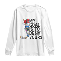 My Goal Is To Deny Yours Long Sleeve Shirt Ice Hockey Helmet Christmas Gift - Wonder Print Shop