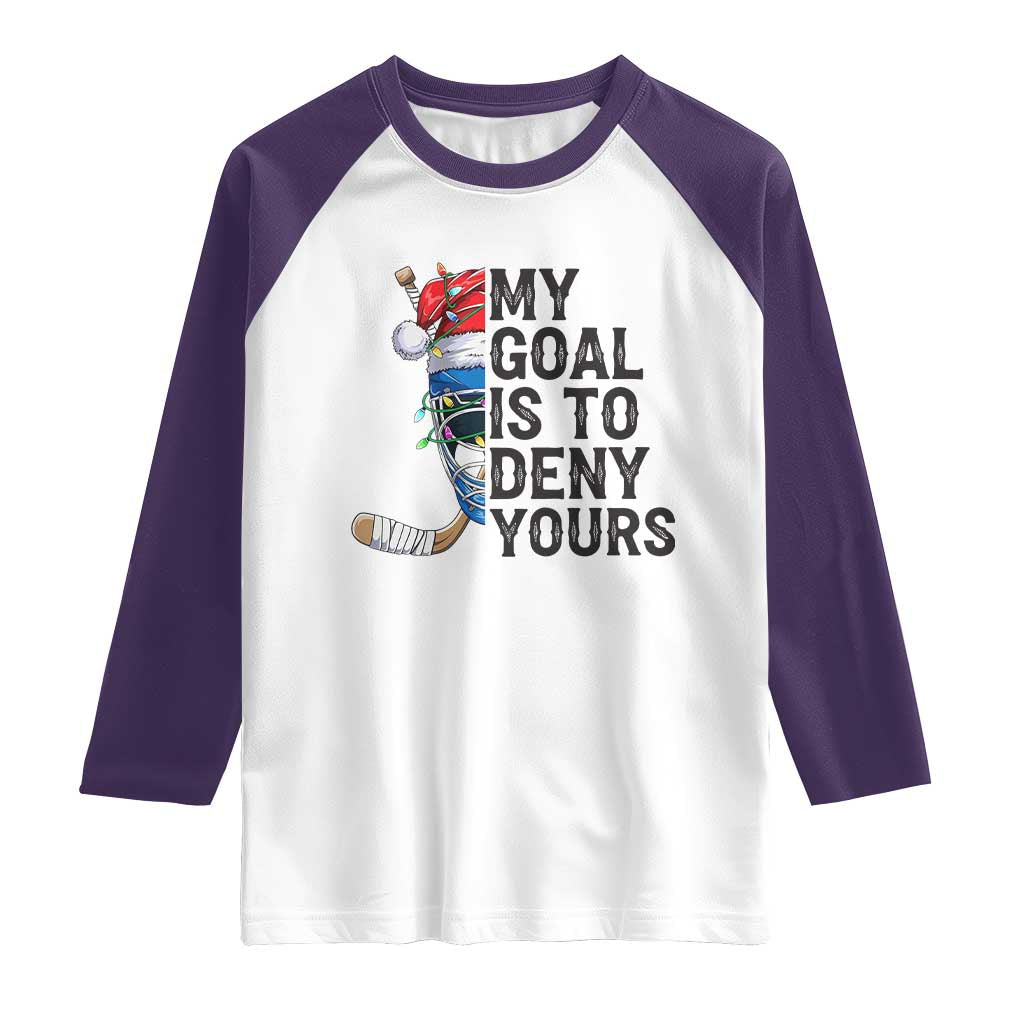 My Goal Is To Deny Yours Raglan Shirt Ice Hockey Helmet Christmas Gift - Wonder Print Shop