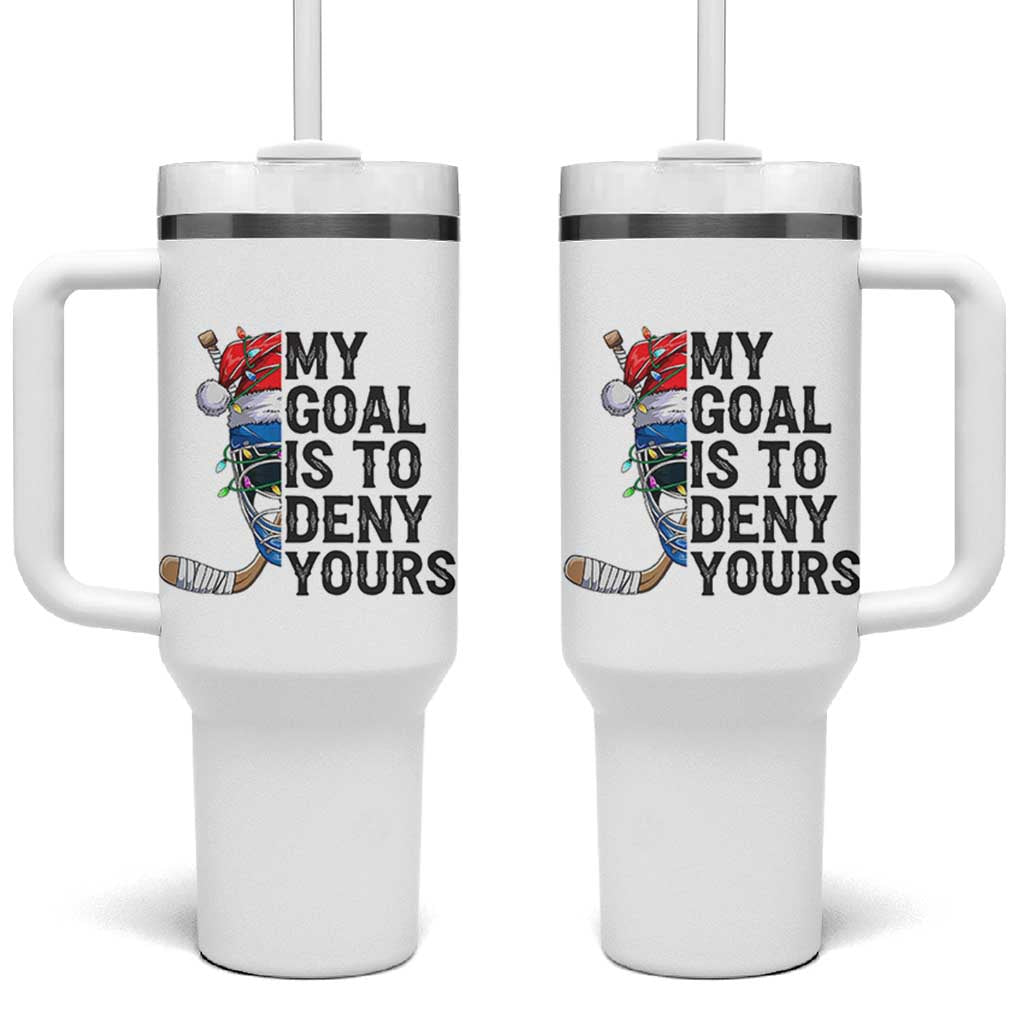 My Goal Is To Deny Yours Tumbler With Handle Ice Hockey Helmet Christmas Gift - Wonder Print Shop