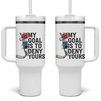 My Goal Is To Deny Yours Tumbler With Handle Ice Hockey Helmet Christmas Gift - Wonder Print Shop