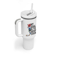 My Goal Is To Deny Yours Tumbler With Handle Ice Hockey Helmet Christmas Gift - Wonder Print Shop