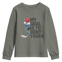 My Goal Is To Deny Yours Youth Sweatshirt Ice Hockey Helmet Christmas Gift - Wonder Print Shop