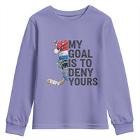 My Goal Is To Deny Yours Youth Sweatshirt Ice Hockey Helmet Christmas Gift - Wonder Print Shop