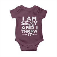 Funny Sexy Dart Player Joke Baby Onesie I Am Sexy And I Throw It - Wonder Print Shop