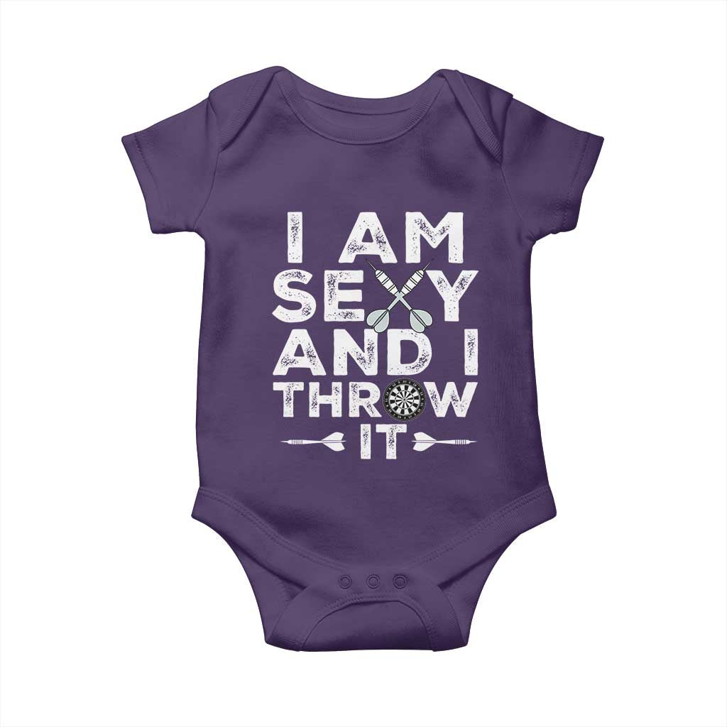 Funny Sexy Dart Player Joke Baby Onesie I Am Sexy And I Throw It - Wonder Print Shop