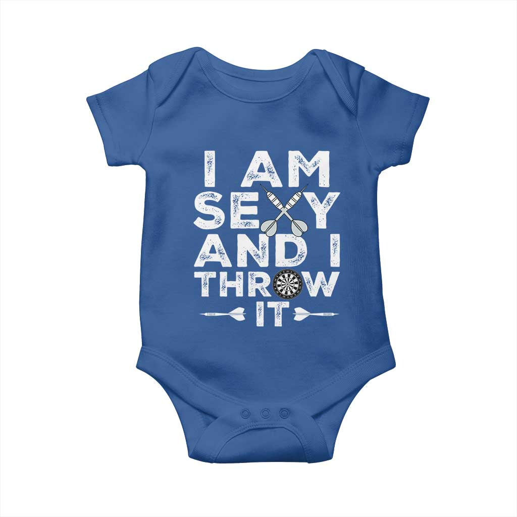 Funny Sexy Dart Player Joke Baby Onesie I Am Sexy And I Throw It - Wonder Print Shop