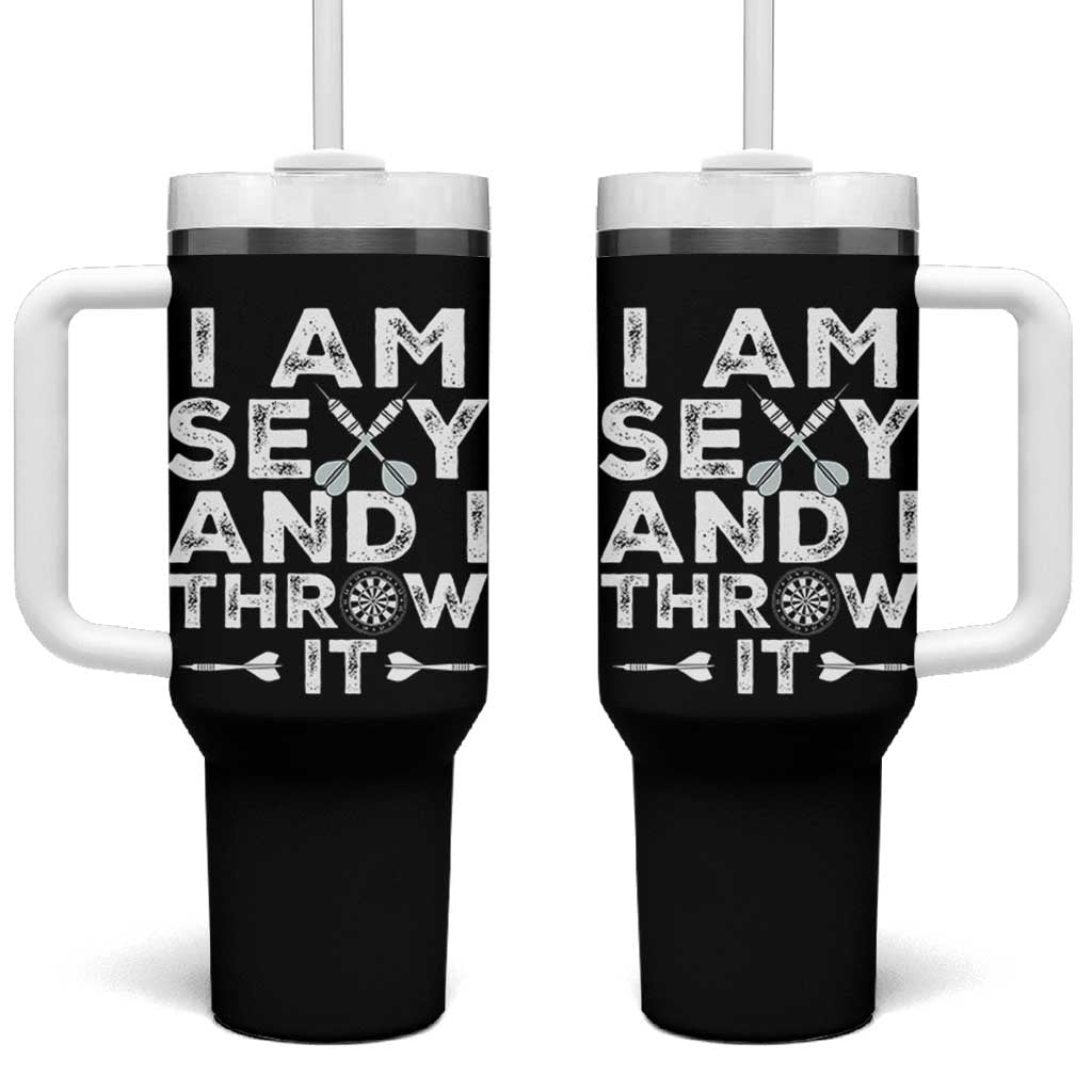 Funny Sexy Dart Player Joke Tumbler With Handle I Am Sexy And I Throw It - Wonder Print Shop