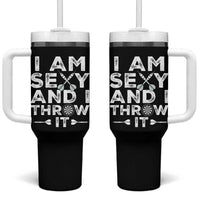 Funny Sexy Dart Player Joke Tumbler With Handle I Am Sexy And I Throw It - Wonder Print Shop
