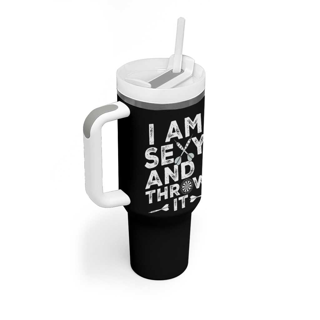 Funny Sexy Dart Player Joke Tumbler With Handle I Am Sexy And I Throw It - Wonder Print Shop