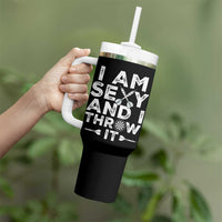 Funny Sexy Dart Player Joke Tumbler With Handle I Am Sexy And I Throw It - Wonder Print Shop
