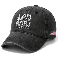 Funny Sexy Dart Player Joke Washed Cotton Baseball Cap I Am Sexy And I Throw It