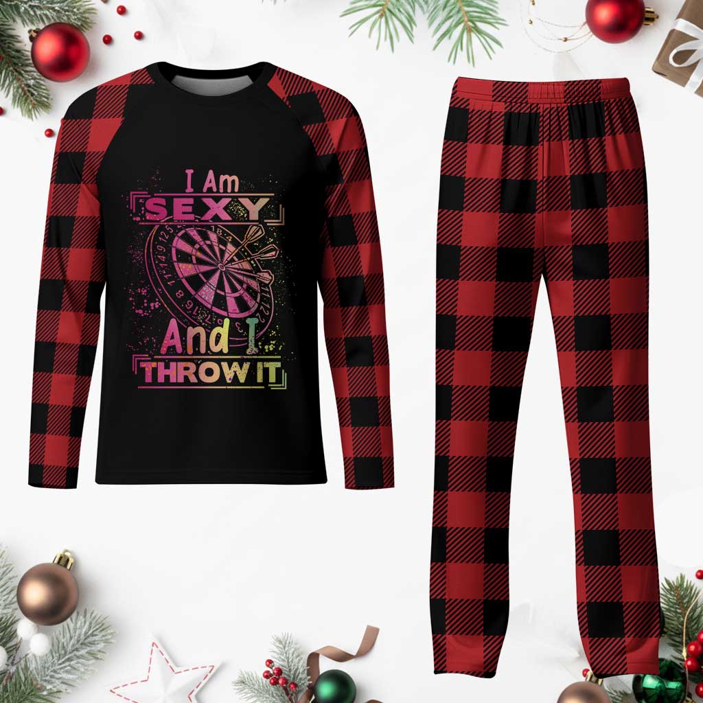 I Am Sexy And I Throw It Plaid Pajama Set Sexy Dart Player Gift - Wonder Print Shop