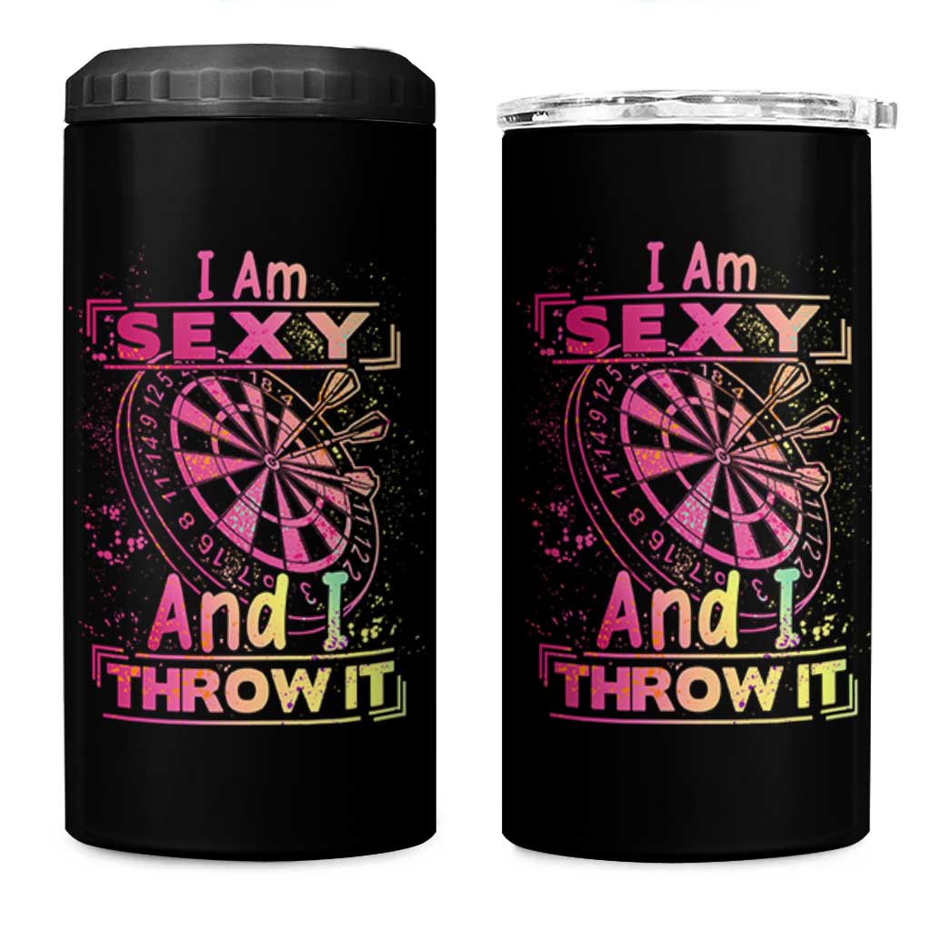 I Am Sexy And I Throw It 4 in 1 Can Cooler Tumbler Sexy Dart Player Gift - Wonder Print Shop