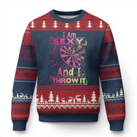 I Am Sexy And I Throw It Ugly Christmas Sweater Sexy Dart Player Gift - Wonder Print Shop