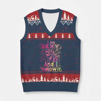 I Am Sexy And I Throw It V-Neck Knit Sweater Vest Sexy Dart Player Gift - Wonder Print Shop