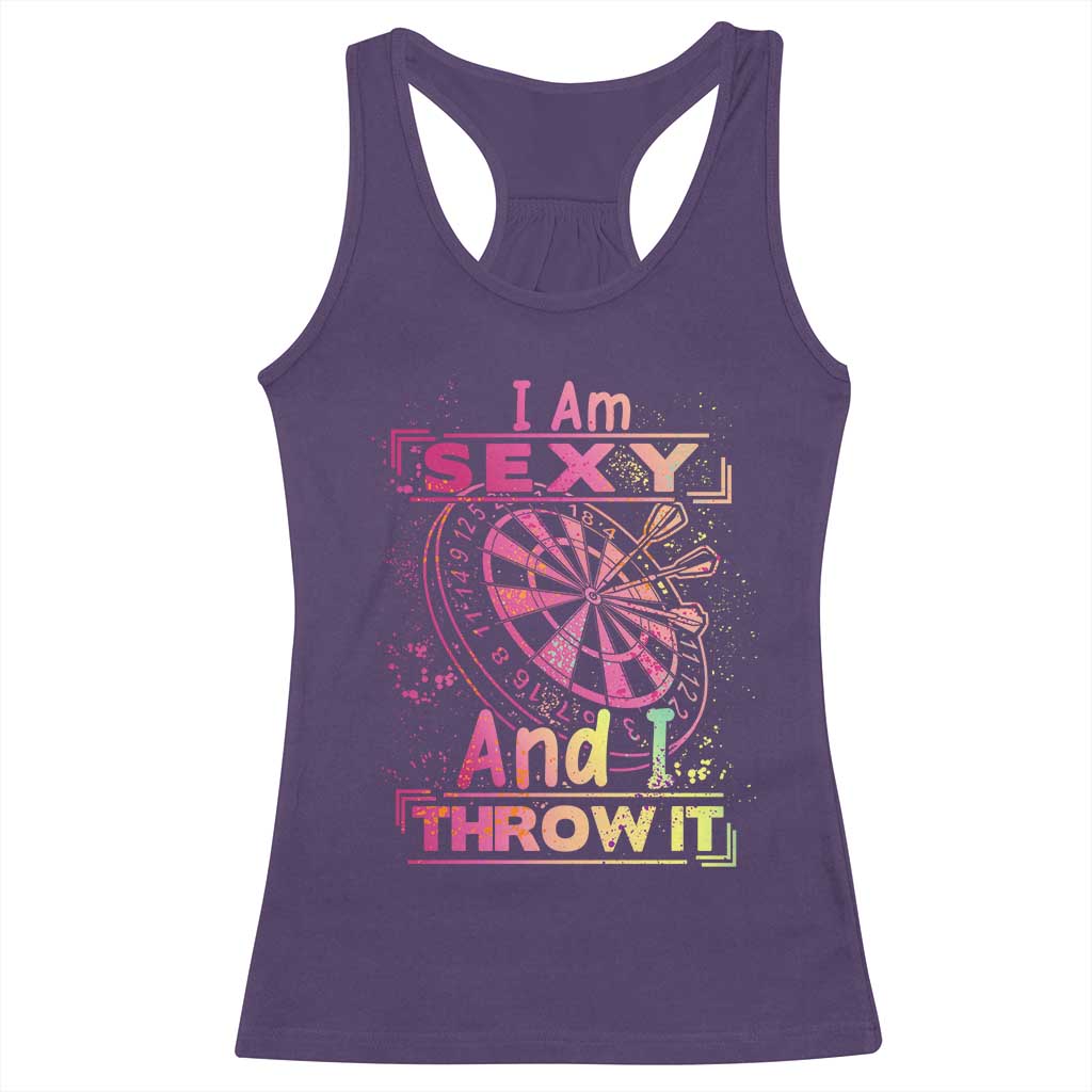 I Am Sexy And I Throw It Racerback Tank Top Sexy Dart Player Gift - Wonder Print Shop