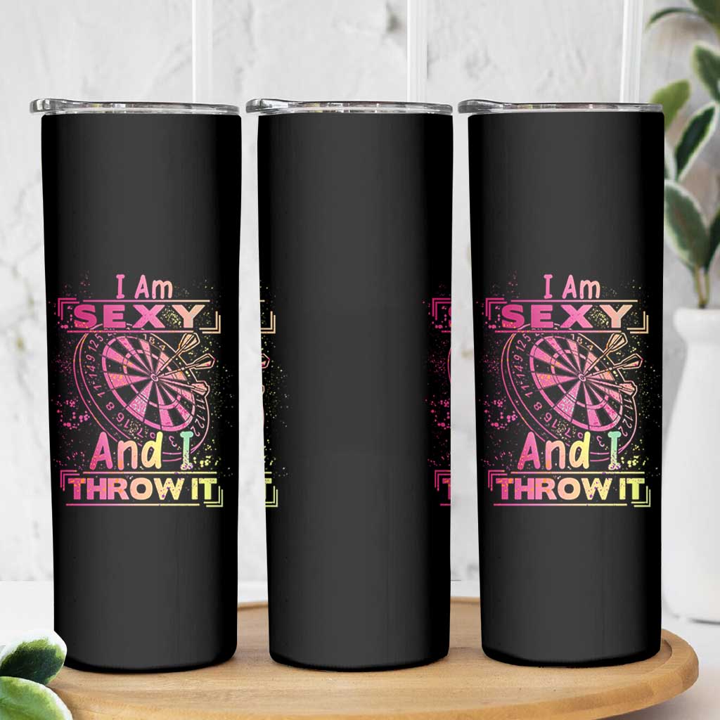 I Am Sexy And I Throw It Skinny Tumbler Sexy Dart Player Gift - Wonder Print Shop